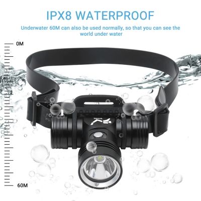 Linterna subacuática de aluminio de 1000 lm con chips LED IPX8 L2 resistente al agua para buceo