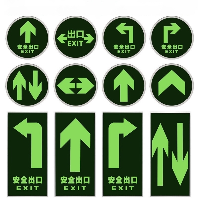 10 Hours Luminescent Luminous Glow In the Dark Warning Emergency Airport Subway Public Places Safety Exit LED Sign