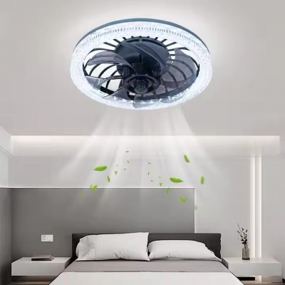 Modern Fancy Pendant Lamp Dimmable Crystal E27 Socket 85-265V Quiet Remote Control Ceiling Fan with Light