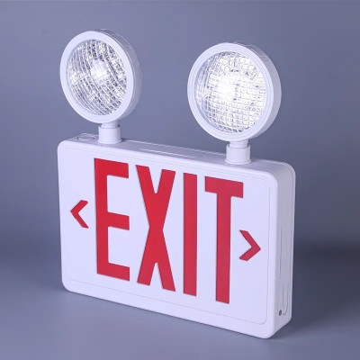 Indoor Wall Mounted SMD Dual Spot Head Escape Fire Exit Sign LED Emergency Light with Battery Backup