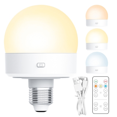 Portable E27 Battery Operated Night Light Smart Rechargeable Remote Control RGB LED BulB