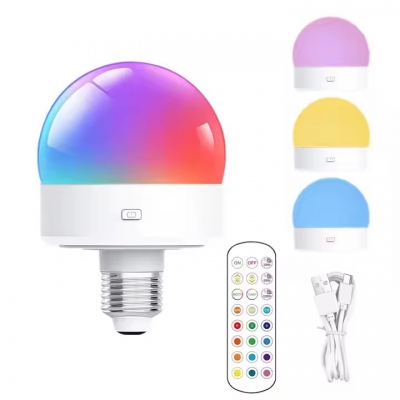 Magnetic LED Light E26 E27 3.5W Colorful RGB Dimming LED Light Remote Control Bulb